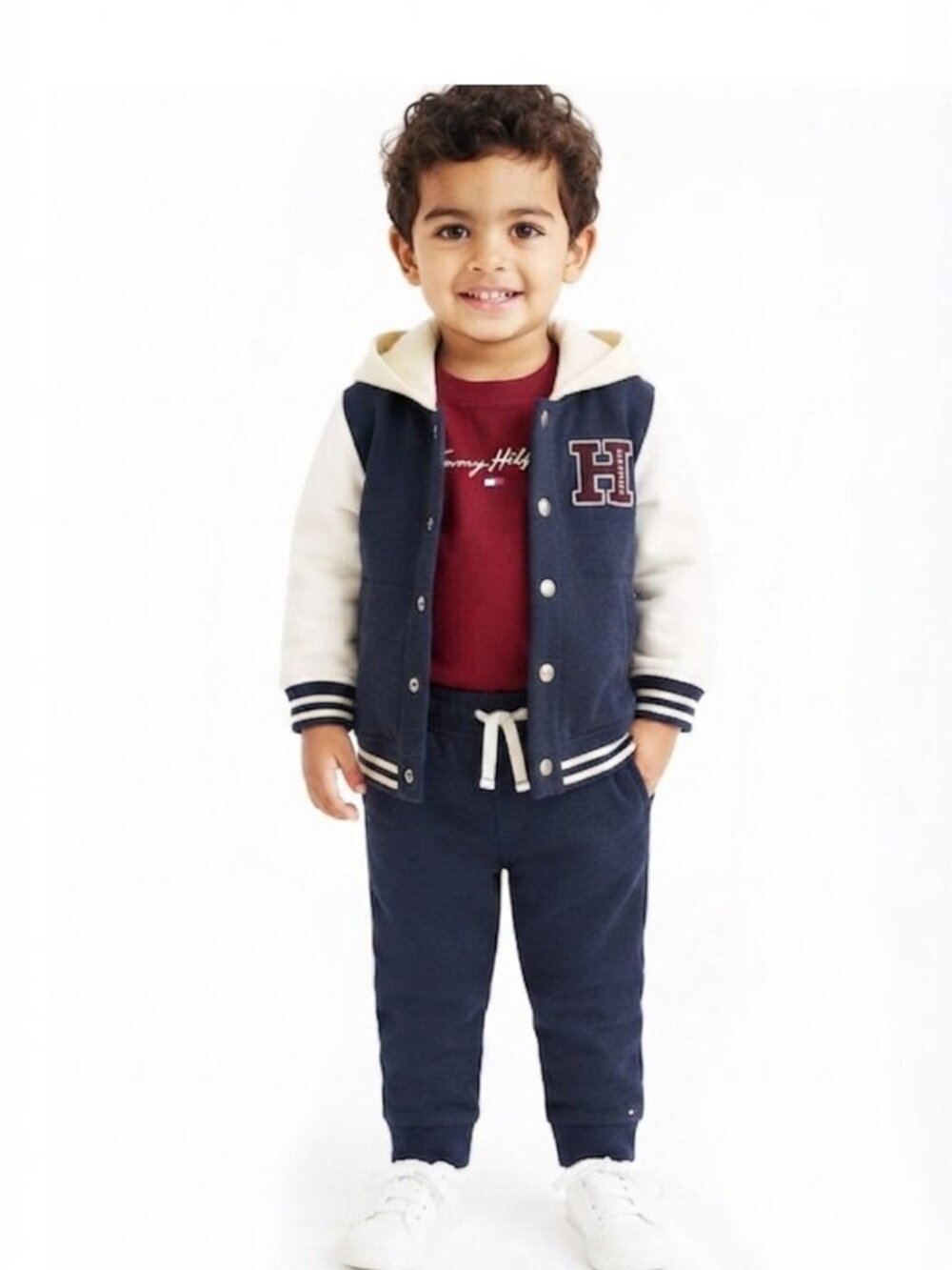 Tommy Hilfiger baby boy fleece hooded baseball jacket 3 piece set 12 months